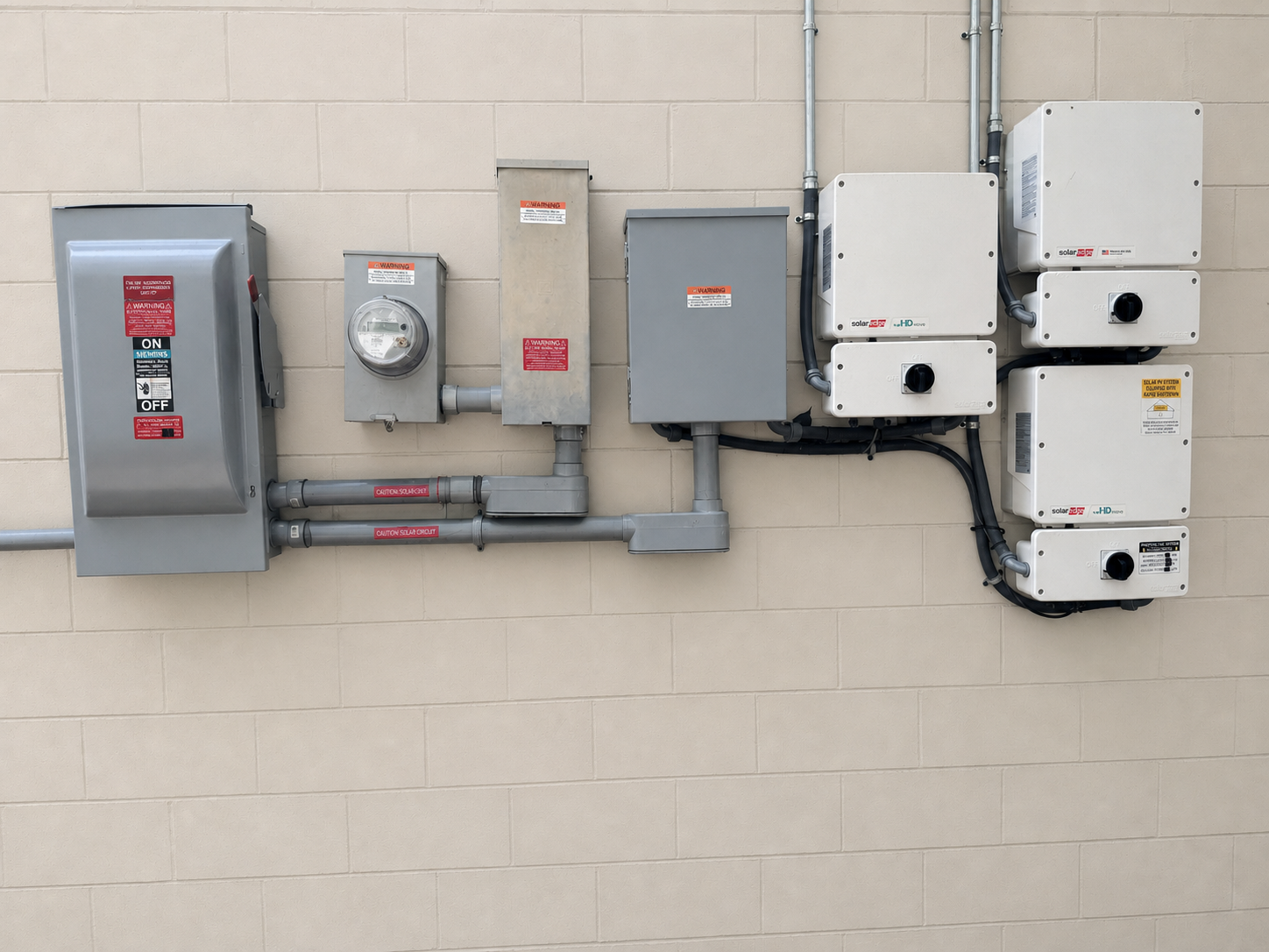 Existing SolarEdge inverter and electrical equipment evaluated for continued service
