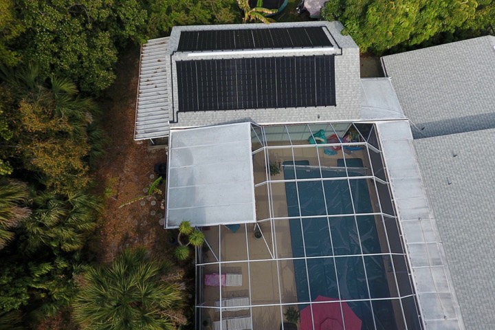 Completed residential solar pool heating installation
