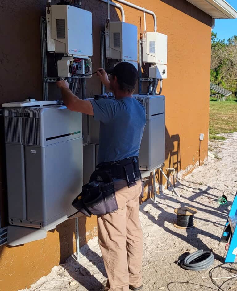Battery backup system installation in progress