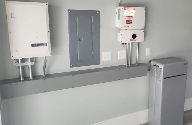Completed solar battery and inverter system installation