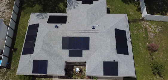 Completed solar panel system installed across multiple roof planes