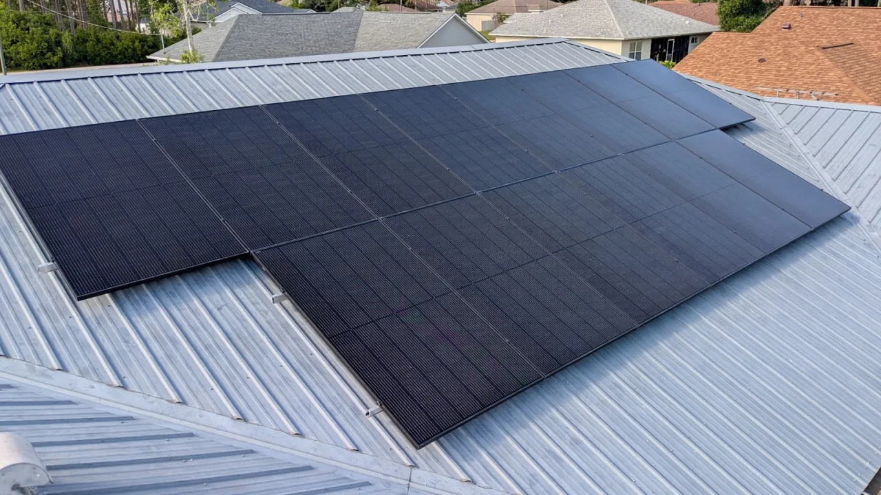 Solar panels on a residential roof in Ormond Beach