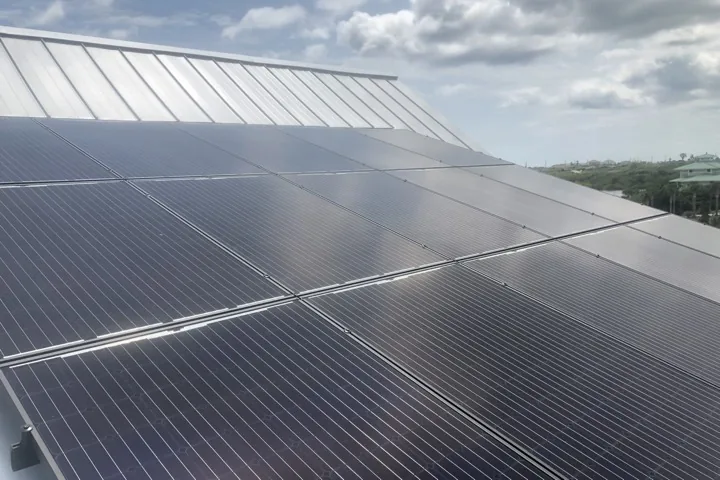 Completed solar electric panel installation